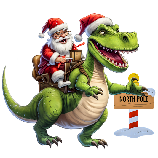 Santa on Dinosaur