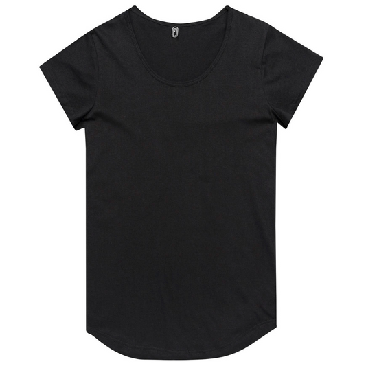 Womens Curved Hem Small Business Logo Tee Special - Front & Back Logo
