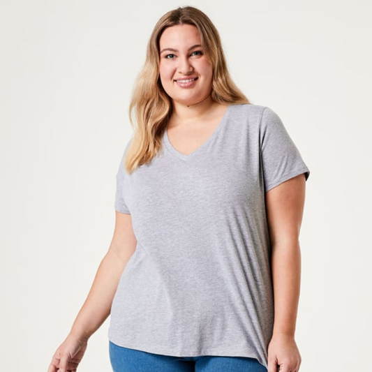 Womens VNeck Small Business Logo Tee Special - Front & Back Logo (Sizes 18 - 26)