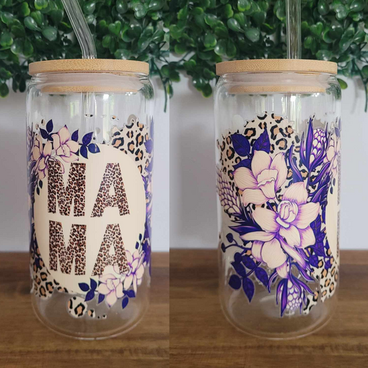 Mama 16oz Libbey Tumbler w/ Bamboo Lid & Glass Straw
